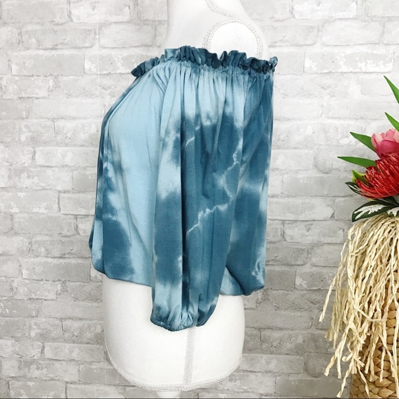 Urban X | Y2K Blue Tie Dye Quarter Sleeve Top Small - Picture 4 of 8